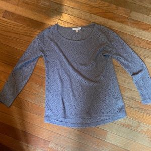 Kenar knit/crochet grey long sleeve top